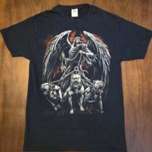 Y2K Grim Reaper & Hellhounds Graphic Tee Size Medium